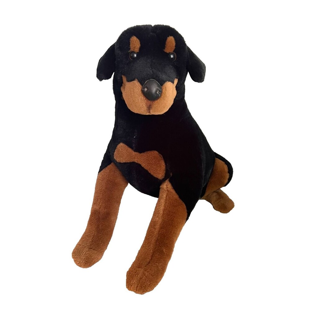 E&J Classic Collection Plush Sitting Rottweiler Dog 22” Big Realistic Rotty EUC